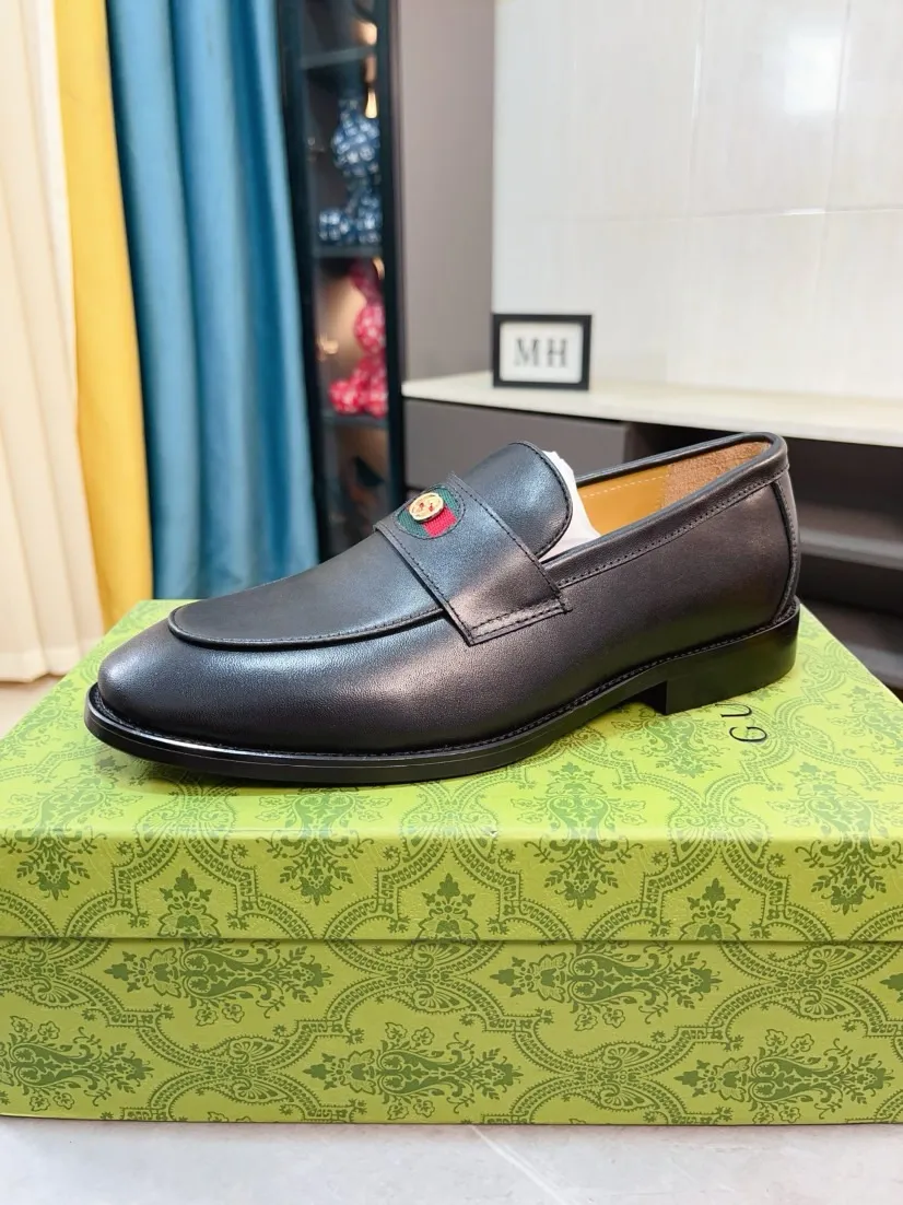 Men's Men's Shoes 💰458🌹🌹【GUCCI】The most popular classic Gucci leather shoes. Synchronized with the official website, the upper is made of Italian open-edge pig ostrich pattern➕cow leather lining, with unique brand and unique craftsmanship. Highlighting the hot style of the new year. Stop hesitating, stop wandering, get it now. Number: 38--44, 45 46 can be customized